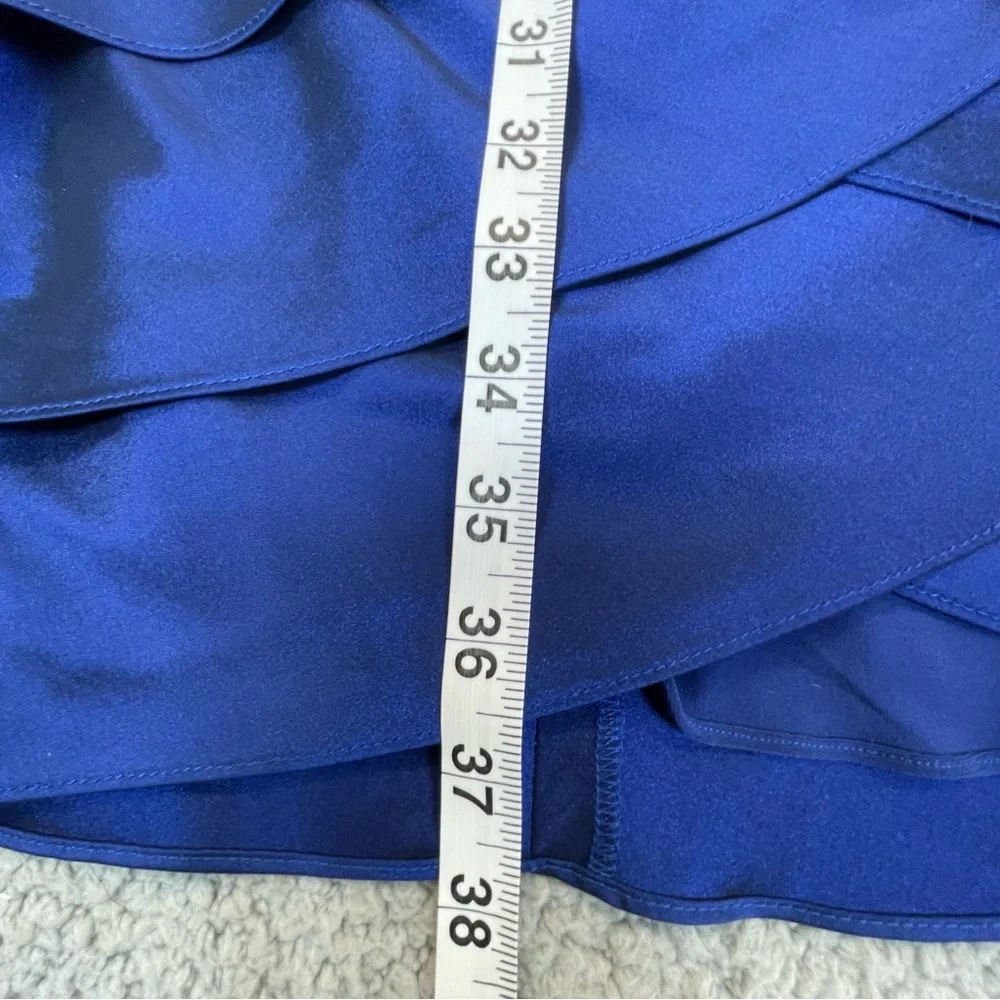 Adrianna Papell Cocktail Dress Women 6 Blue Sleeveless Tiered Ruffle Formal part